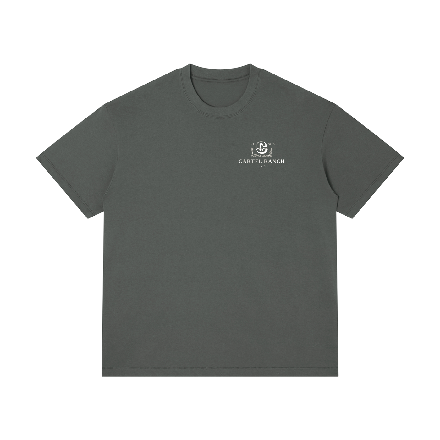 Cartel Ranch Texas Wappen Grafik T-Shirt – Schwarzes Baumwoll-Rundhals-Shirt