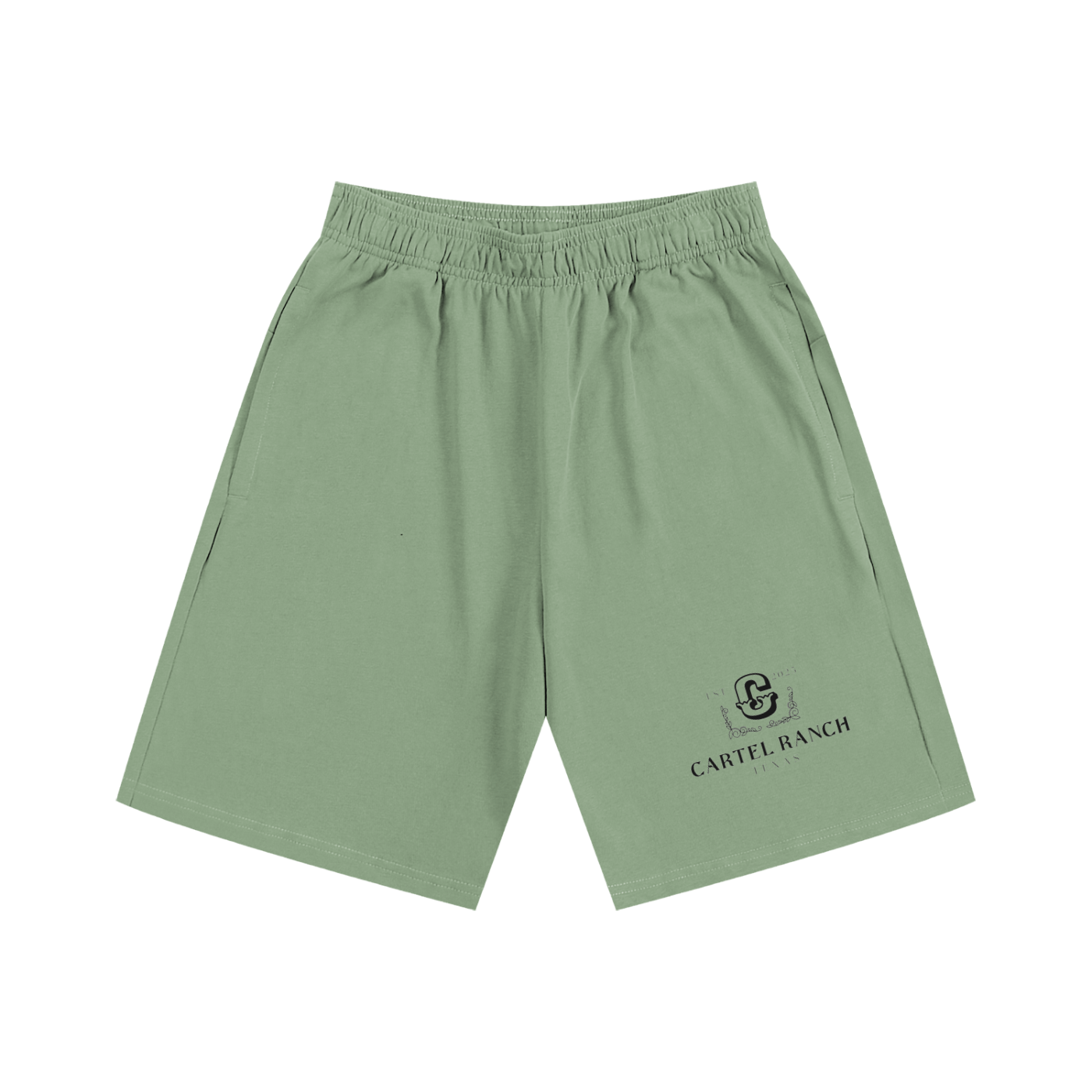 Cartel Ranch Texas Schwergewichtige Baumwollshorts – Schwarz