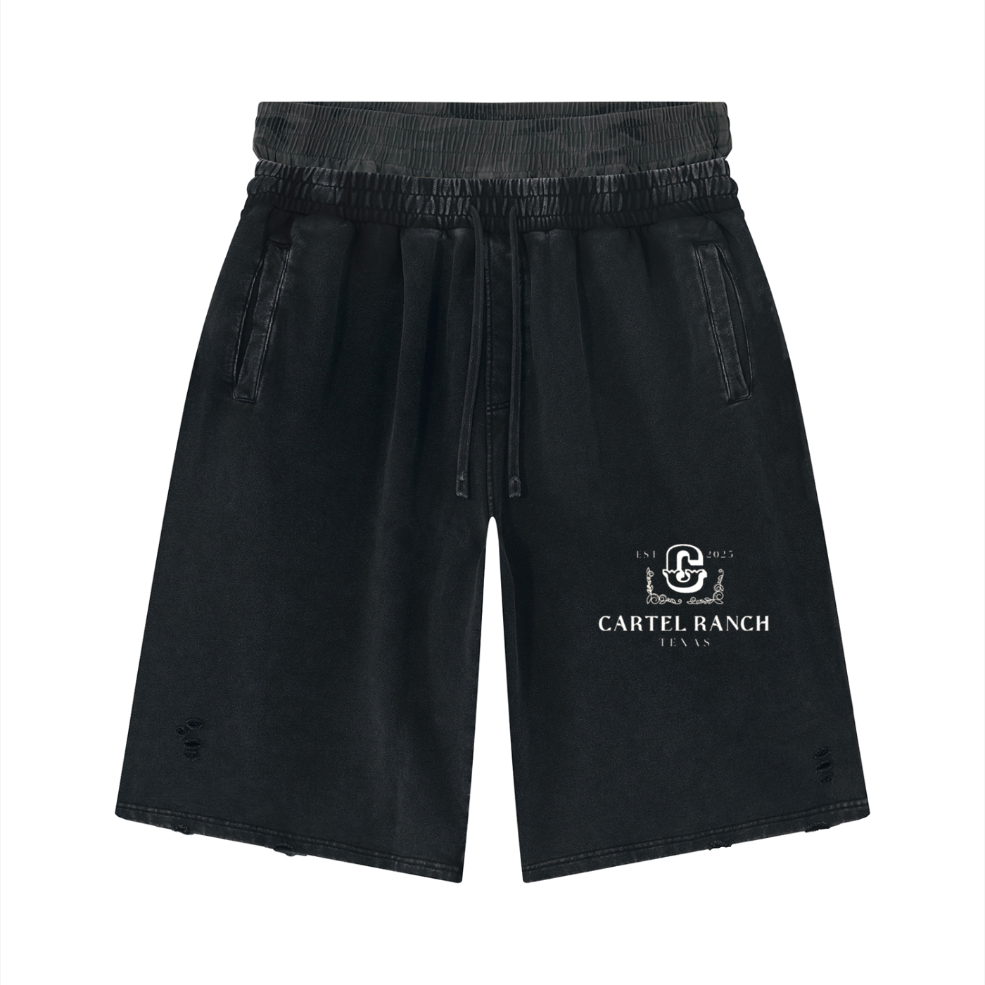 Unisex Vintage Wash Distressed Wide Leg Shorts