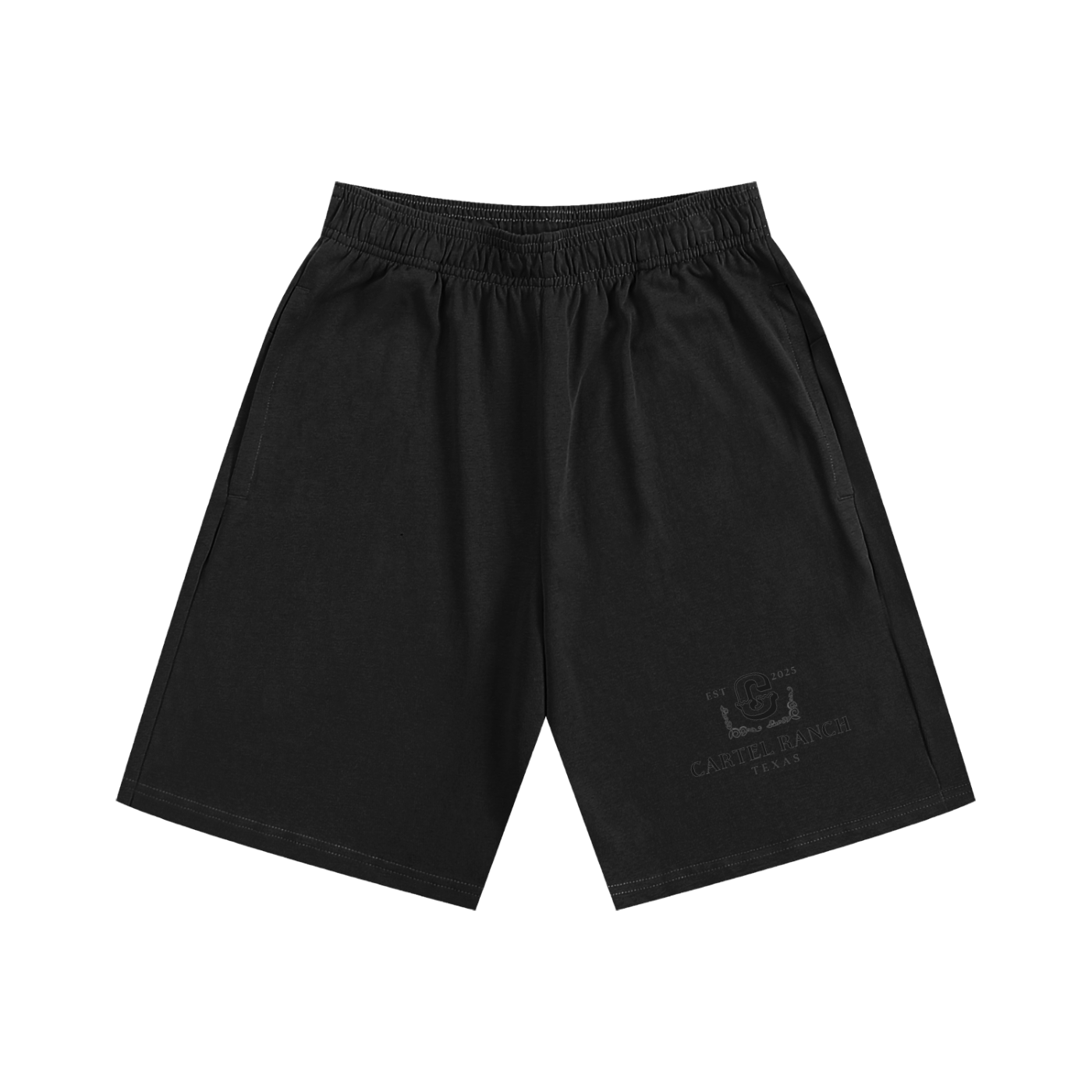 Cartel Ranch Texas Schwergewichtige Baumwollshorts – Schwarz