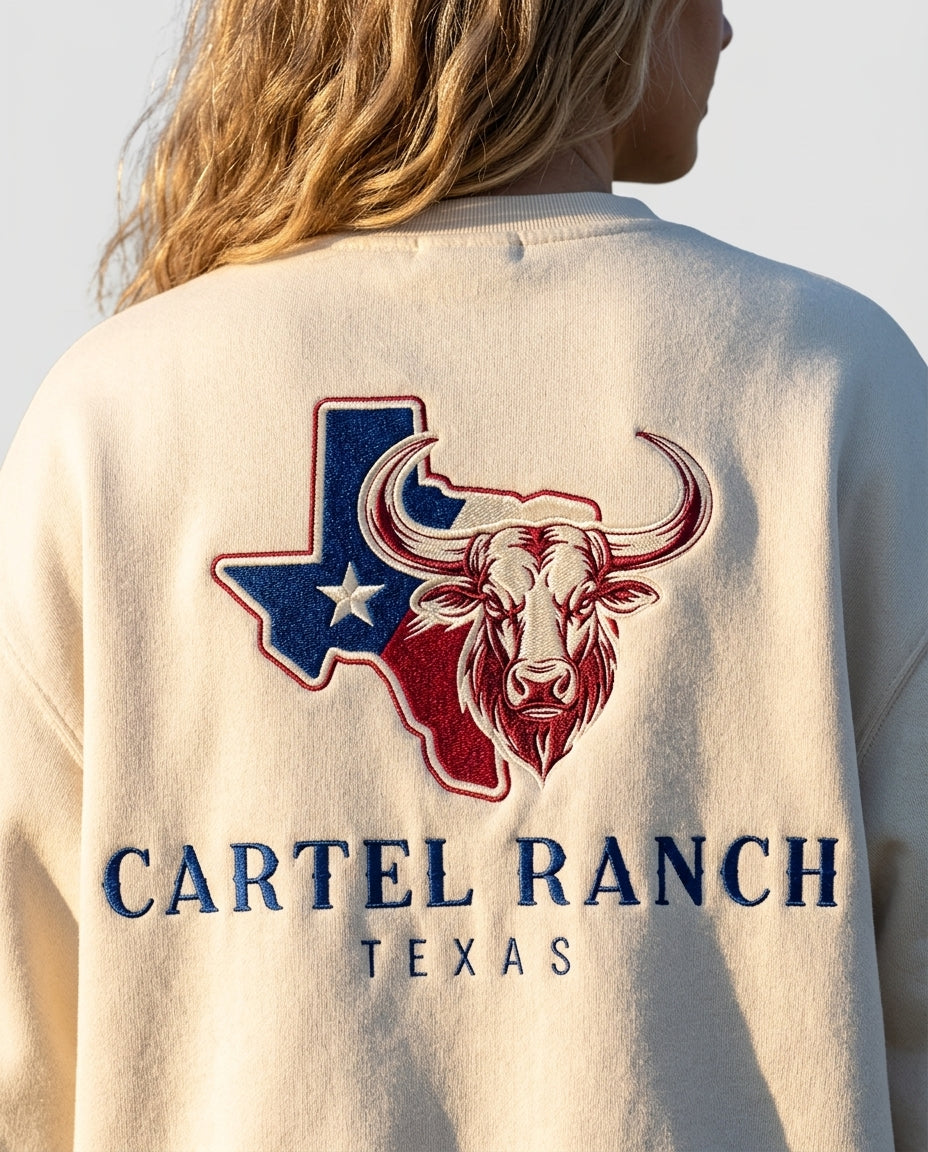 Boxy Fleece Crewneck Sweatshirt — Logo Embroidery Detail | Generated by Modelize