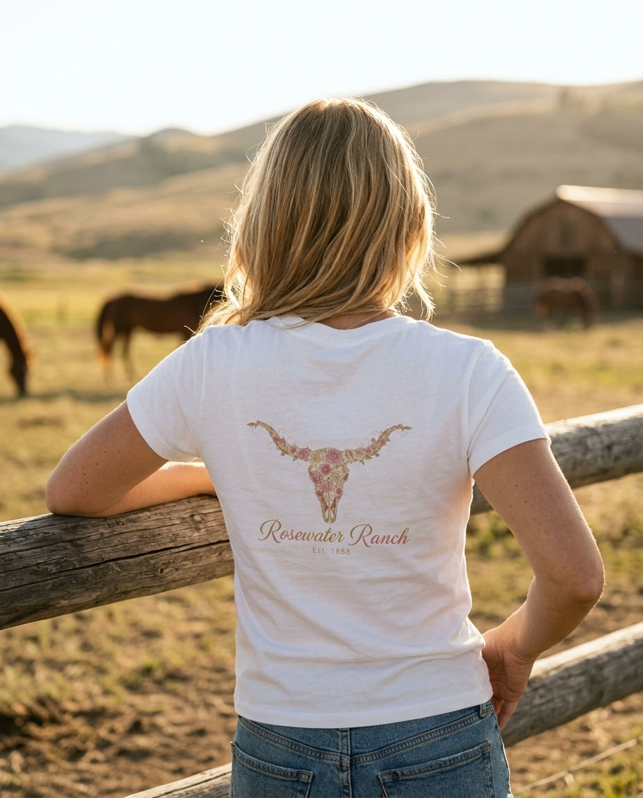 Bodycon Crewneck T-Shirt — Ranch Lifestyle Display | Generated by Modelize