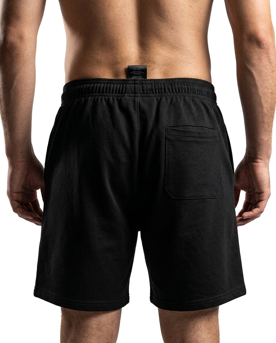 Heavyweight cotton shorts — Studio Rear View | Generated by Modelize