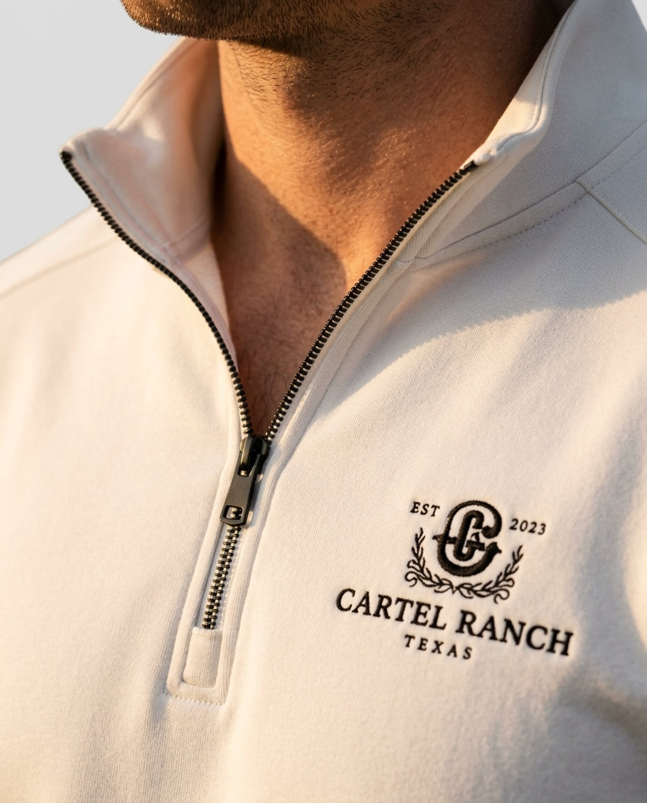Quarter Zip Sweatshirt — Hardware Detail | Generated by Modelize