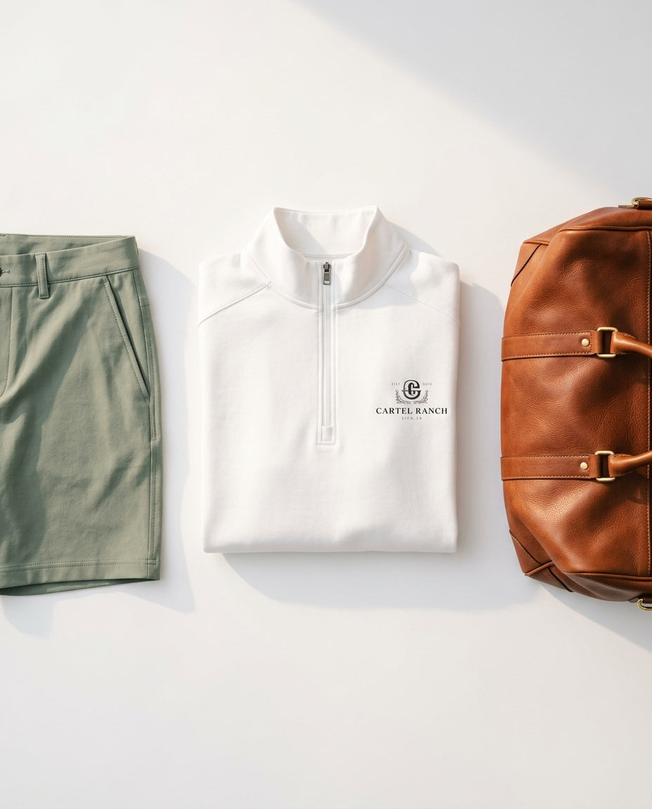 Quarter-zip sweatshirt — Curated Outfit Flat Lay | Generated by Modelize
