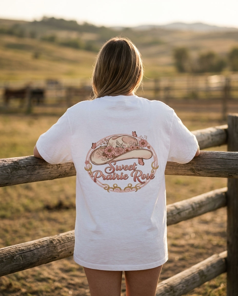 Short-sleeve T-shirt — Ranch Lifestyle Display | Generated by Modelize