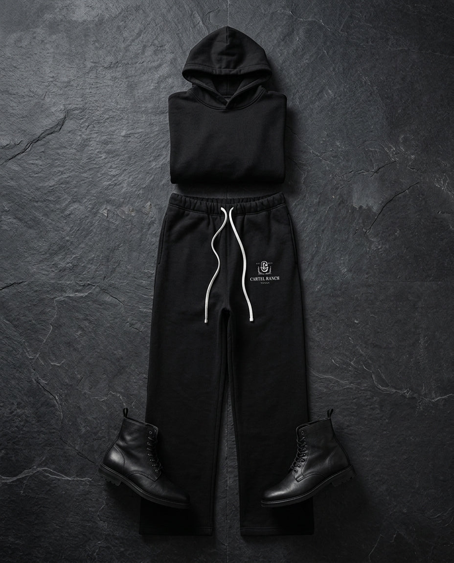 Fleece straight-leg pants — Outfit Flat Lay | Generated by Modelize